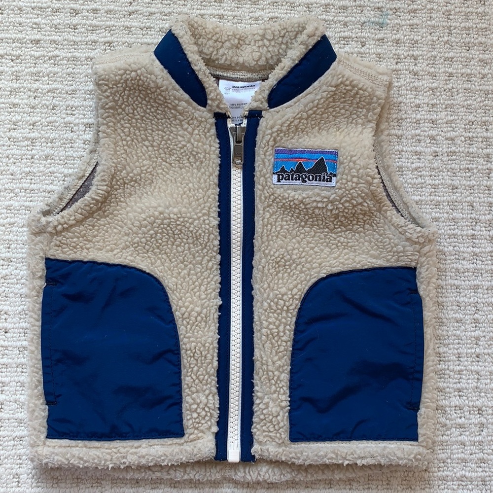 Patagonia Baby Retro-X Vest Size 6 Mo Natural Blue
